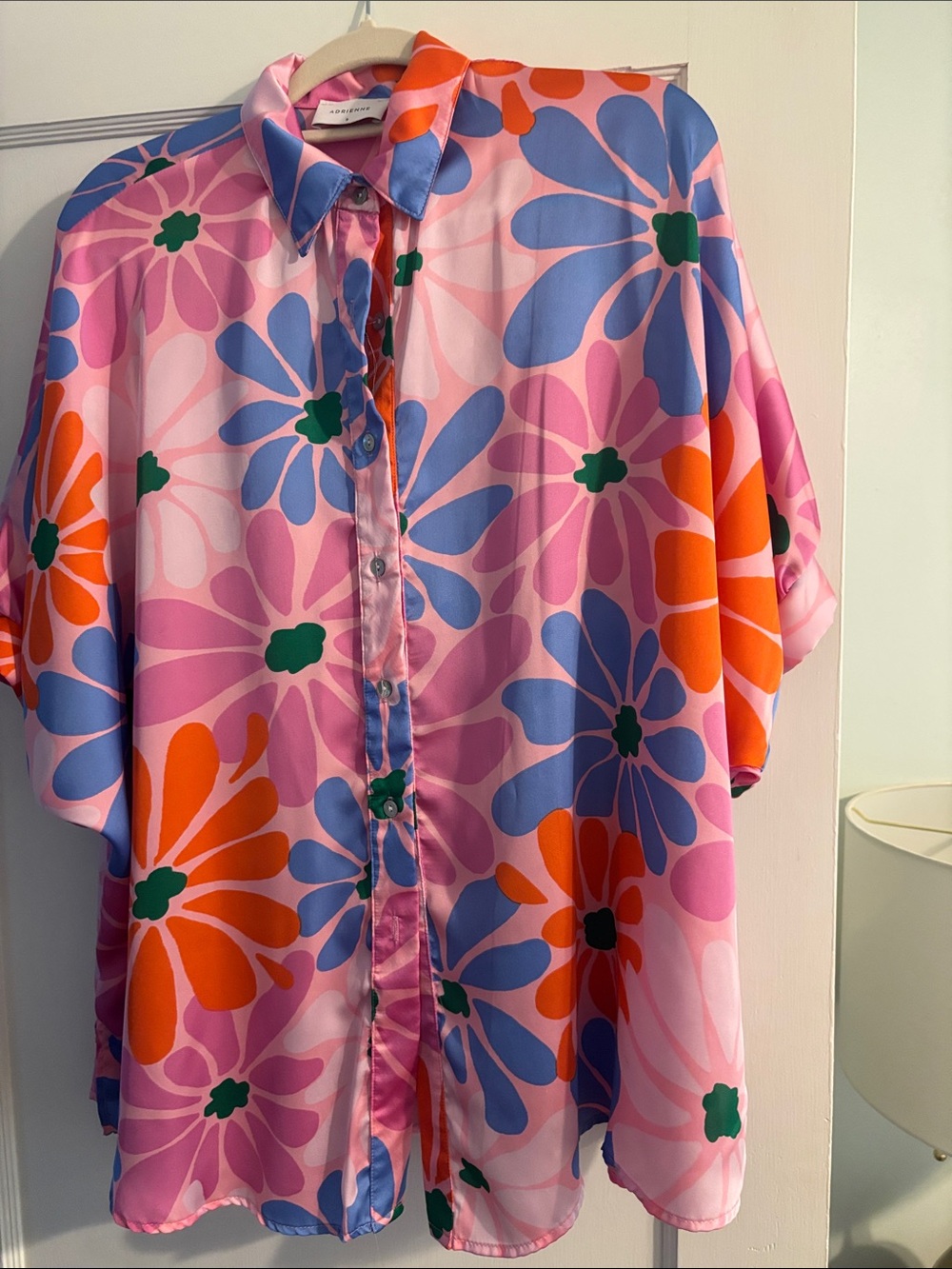 Adrienne Pink Multicolor Floral Button-Up Shirt